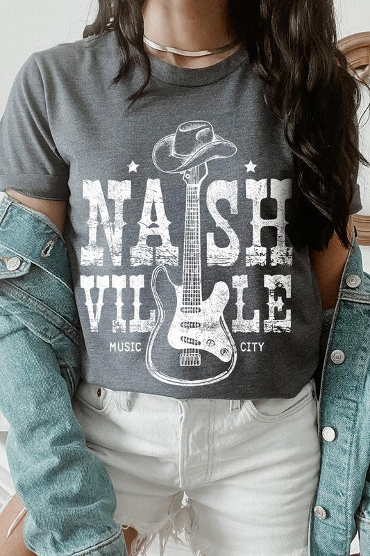 Nashville Western Cowboy Guitar Graphic T Shirts