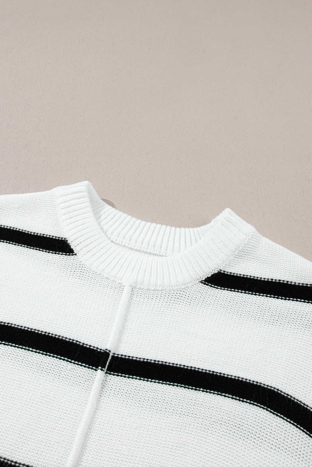 White Striped Batwing Sleeve Sweater Top