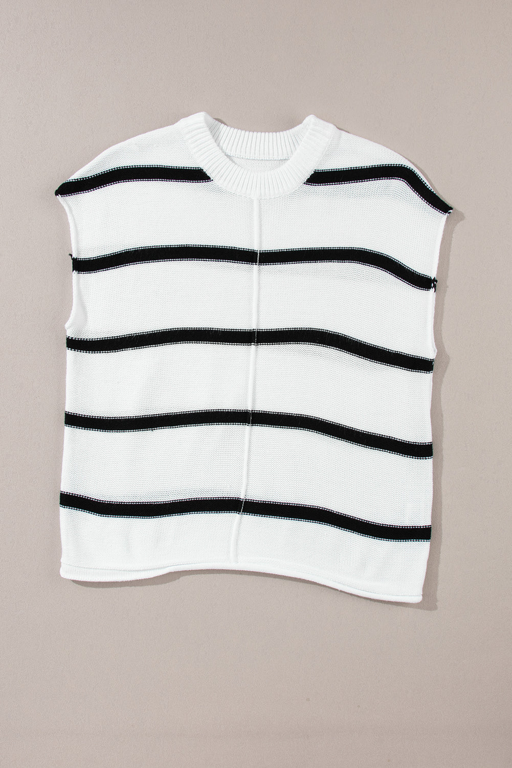 White Striped Batwing Sleeve Sweater Top